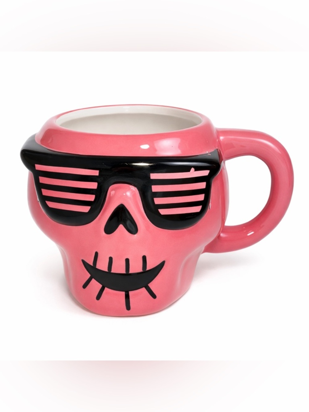 Hyde & Eek! Pink Skull Mug with Sunglasses | Halloween Coffee Cup 14.8 oz
